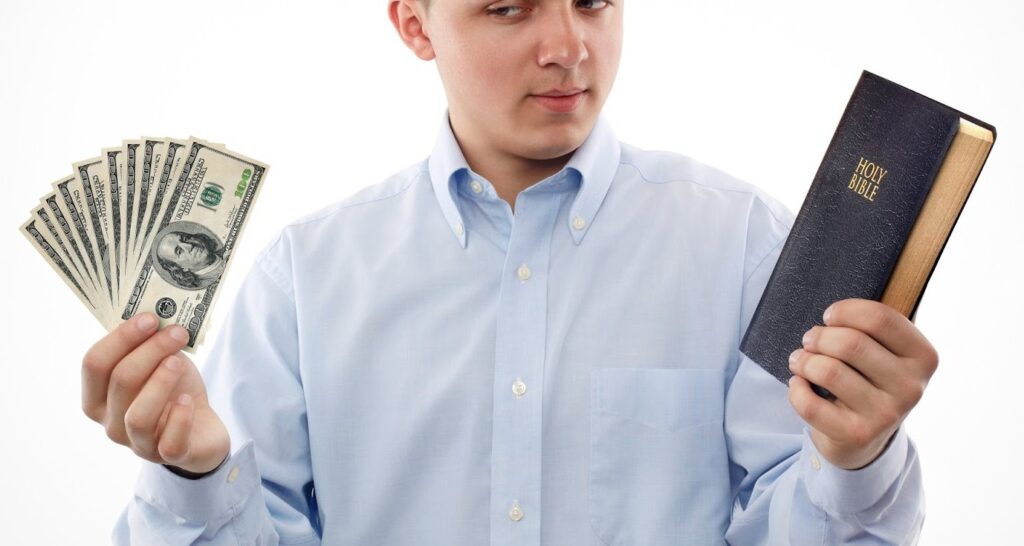 image describing that God is preferred over money